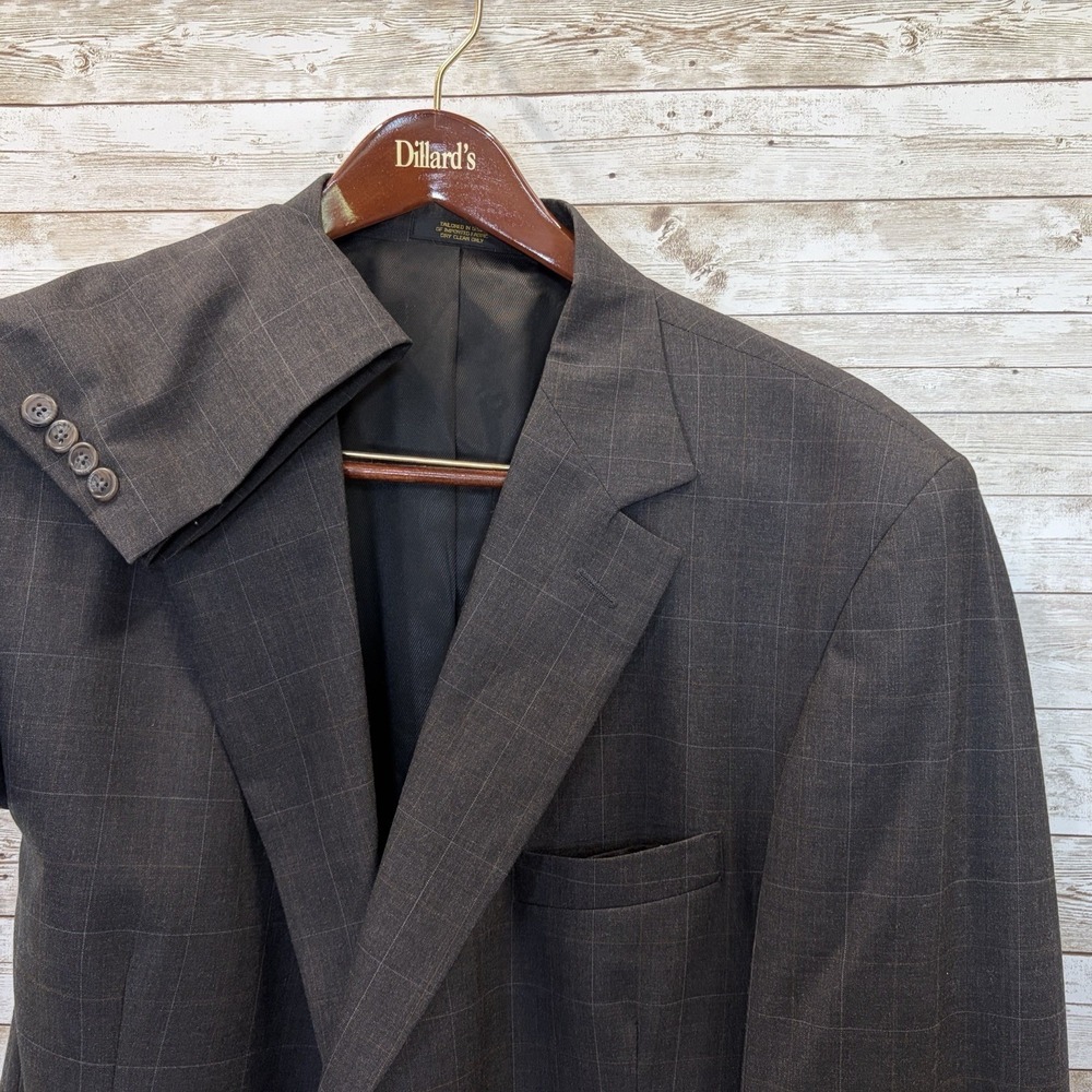 Vintage Carriage House Mens 50L Blazer Gray Windowpane Check 2 Button Old Money